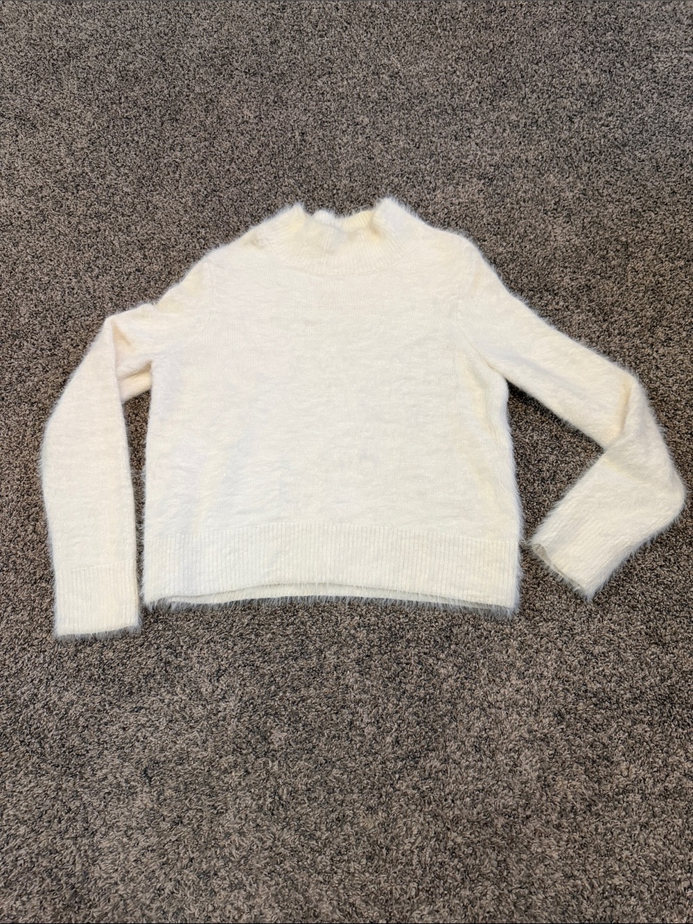 LOFT Cream Fuzzy Mock Neck Sweater Size Large